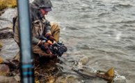 Filming Catch That Salmon in winter conditions on River Midfjardara in 2013. 